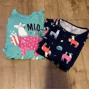 Carter's Llama Pajama Set - Teal & Navy with Pink Accents